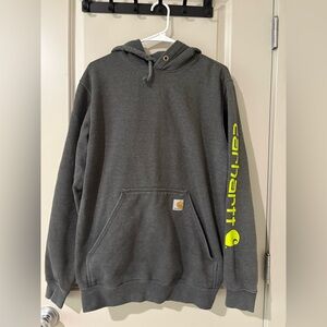 Carhartt Hoodie Mens Small Gray Loose Fit Long Sleeve Pullover Midweight